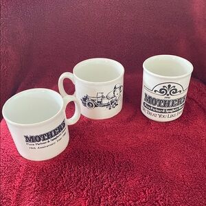 Vintage 80’s MOTHER’s Pizza Parlour & Spaghetti House White Ceramic Mug Set
